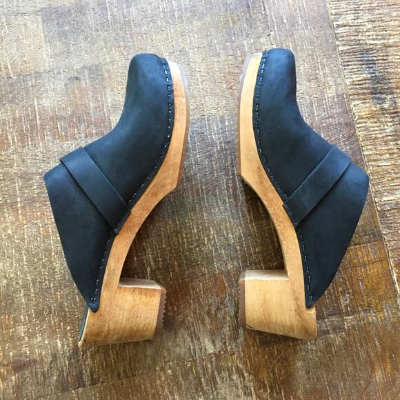 Sanita Manuella Clog Womens 39 8 Black Slip On Leather Wood Classic Comfort - Picture 8 of 12